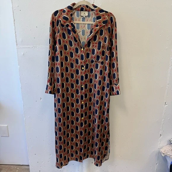 Tuckernuck | Dresses | Tuckernuck Vneck Button Down Lightweight Satin Tan  Midi Tunic Dress Medium | Poshmark